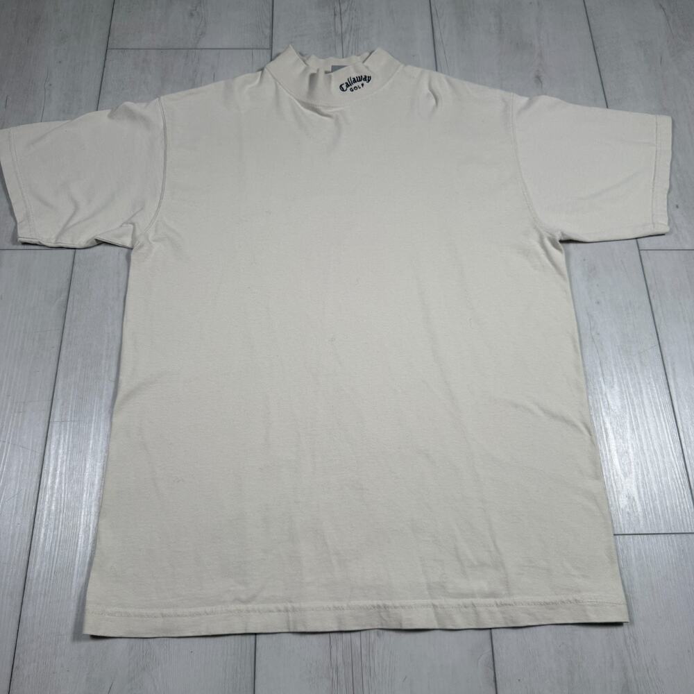 Callaway Golf Turtleneck Shirt short Sleeve Vintage Men's Medium Cream